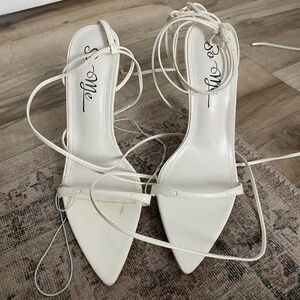 Strappy White Heels